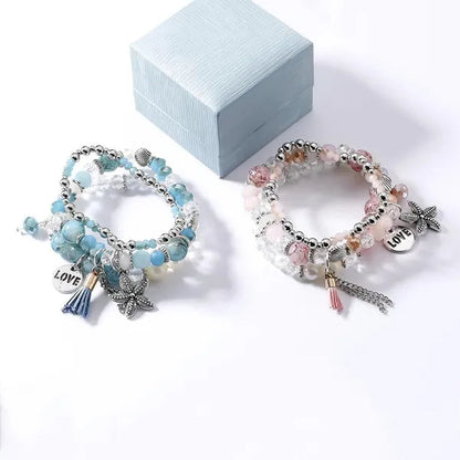 RAVIMOUR 3pcs Set Crystal Bracelets for Women Vintage Star Love Bracelet Female Jewelry Tassel Stone Charms Wristband Gift 2018