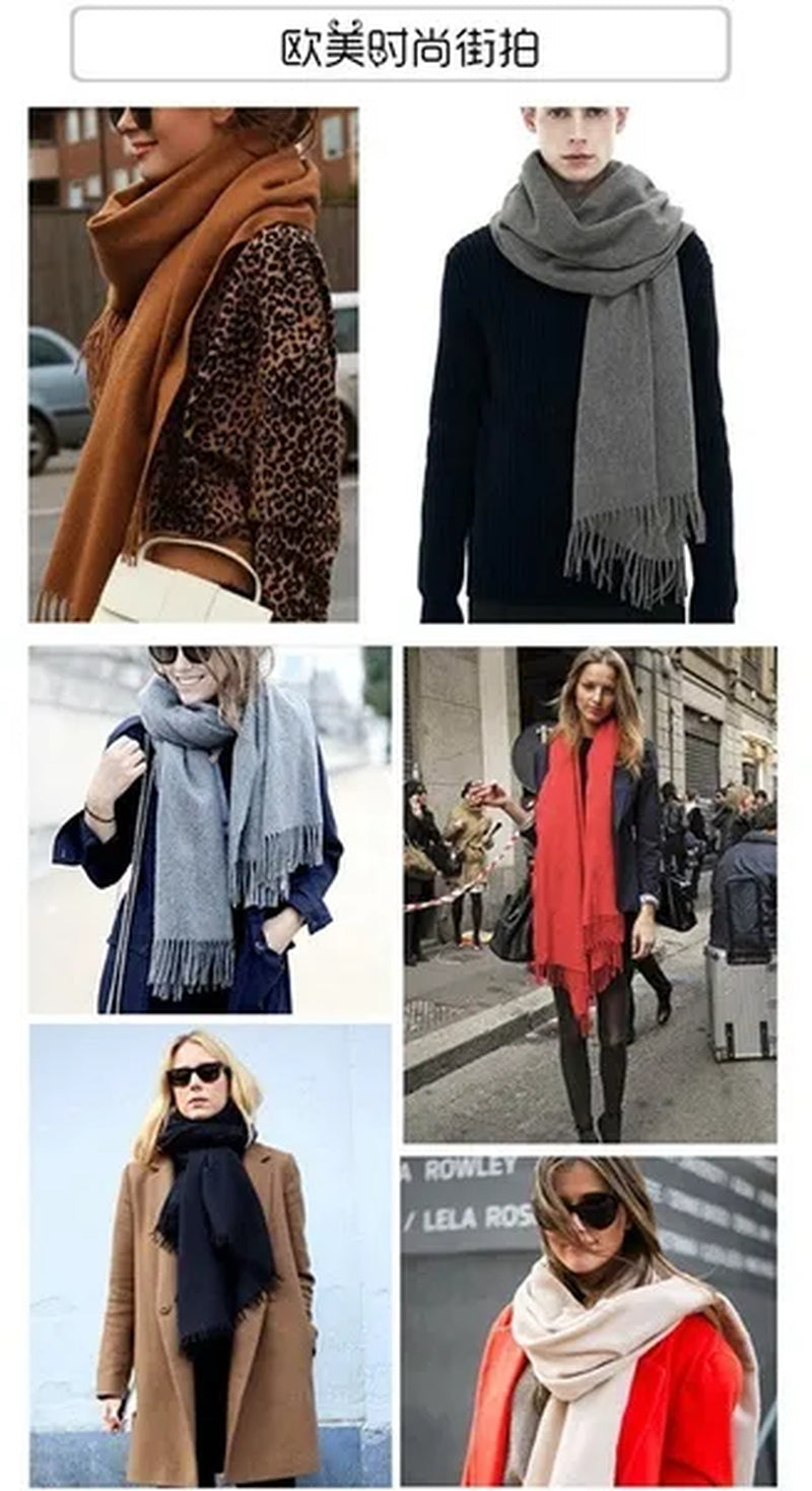 12 Colors Fashion Women Solid Color Simulated Cashmere Scarves with Tassel Lady Autumn Winter Keep Warm Thick Section Long Scarf Female Shawl  Christmas Gifts