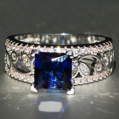 Elegant  Silver Yellow Diamond Birthstone Gemstones Engagement Wedding Anniversary Ring Size 6 7 8 9 10