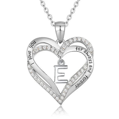 Exquisite Fashion Women's Creative Initials Necklace Diamond Love Pendant Engagement Necklaces for Women Letters Jewelry Accessories Birthday Holiday Anniversary Gift