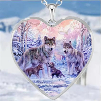 Classic Retro Wolf Belief Totem Parent-Child Necklace Simple New Heart Pendant Necklace Fashionable Women'S Animal Jewelry Accessories Elegant Leisure Women'S Birthday Gift Holiday Anniversary Gift
