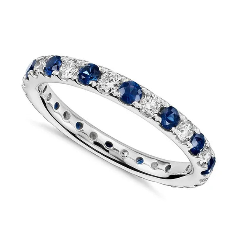 Dainty Thin Rings for Women Jewelry Cubic Zirconia Blue Sapphire Rings Bridal Engagement Proposal Rings Gift