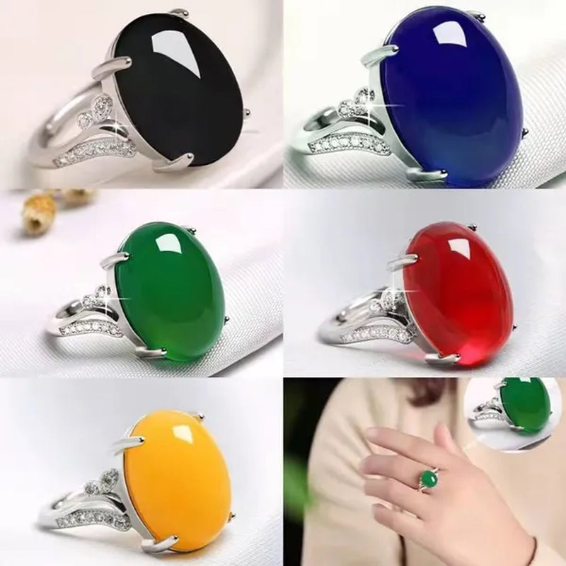 Gem ring  ruby red agate Adjustable opening ring female living ring girlfriend gem ring 5 colors