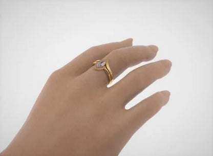 2Pcs/Set Latest Geek Love Quality Bride Ring Set Jewelry Natural Rubyzircon V-Shaped Ring Set Geek Ring Set Wonderous Woman Ring Romantic Bride Wonderful Engagement Wedding Ring Set Anniversary Promise Ring Christmas Gift Jewelry Size US5-11