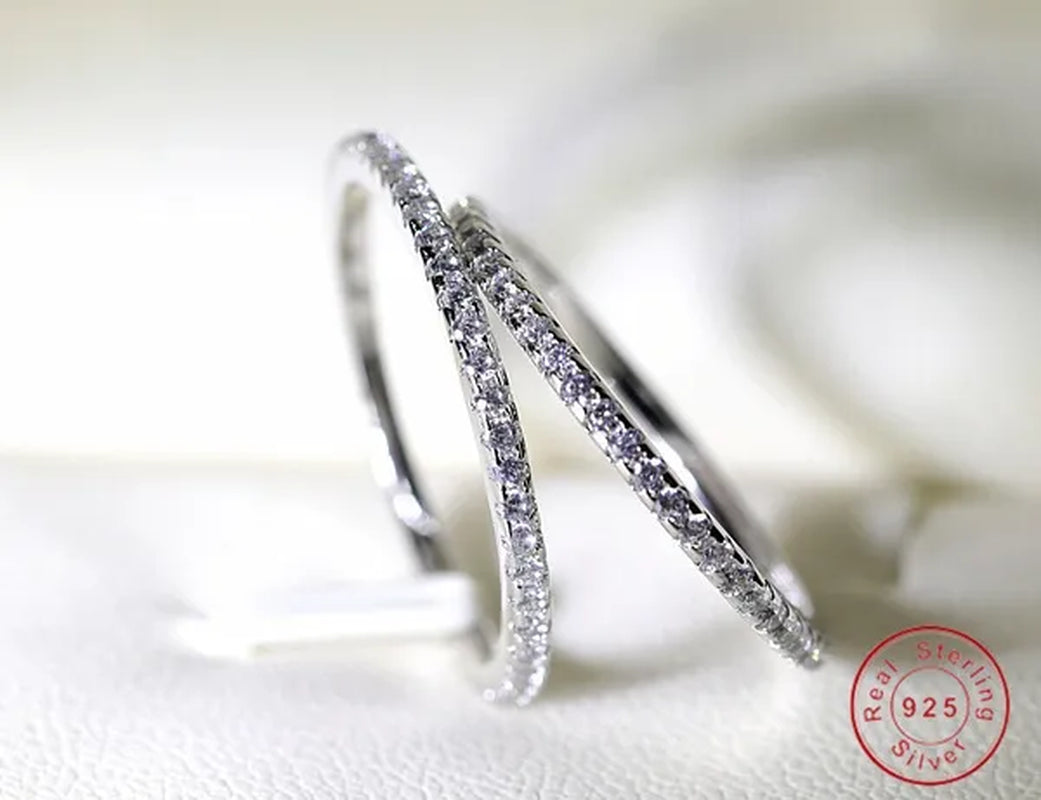 Luxurious Jewellery Women pave full Diamond Stone cz 925 Sterling silver Wedding Ring Size 5-10