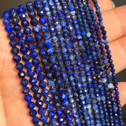 1pcs 2 3 4mm Faceted Lapis Lazuli Gem Beads Natural Loose Stone Beads for Jewelry Making DIY Bracelet Earrings Accessories 15''Inches