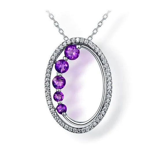 Majesty Diamonds MDS170327 0.5 CTW Round Purple Amethyst Fancy Pendant Necklace in .925 Sterling Silver with 18K