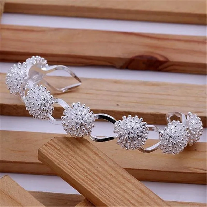 Luxury 925 Sterling Silver Necklace Earring Bracelet Rings Jewelry Set for Women Snowflake Pendant Bangle Hot Charm Fashion Party Gift