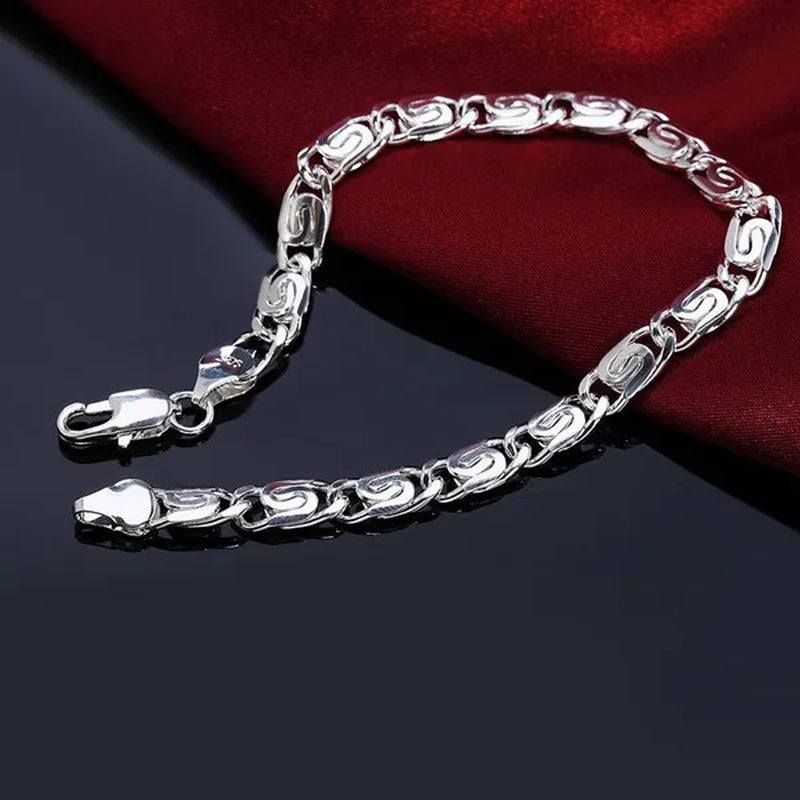 Fashion Beautiful 925 Silver Solid Bracelet for Women Men Chain Charm Classic Wedding Gift High Quality Jewelry