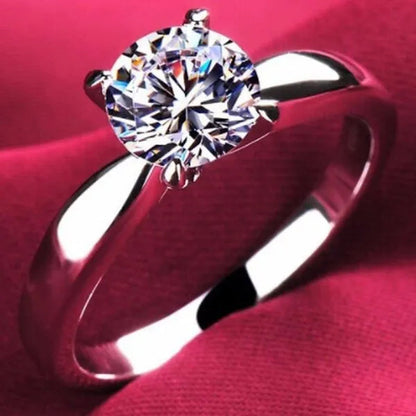 14K White Gold Rings for Women 2.0Ct round Cut Zirconia Diamond Solitaire Ring Wedding Band Engagement Bridal