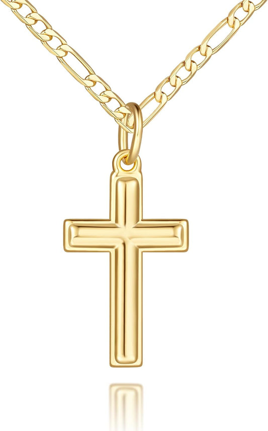 Gold Cross Necklaces for Women 14K Gold Necklaces for Women Crosses Necklace for Womens Classic Simple Cross with Clean Lines Crosses Pendant for Womens Chain Necklace