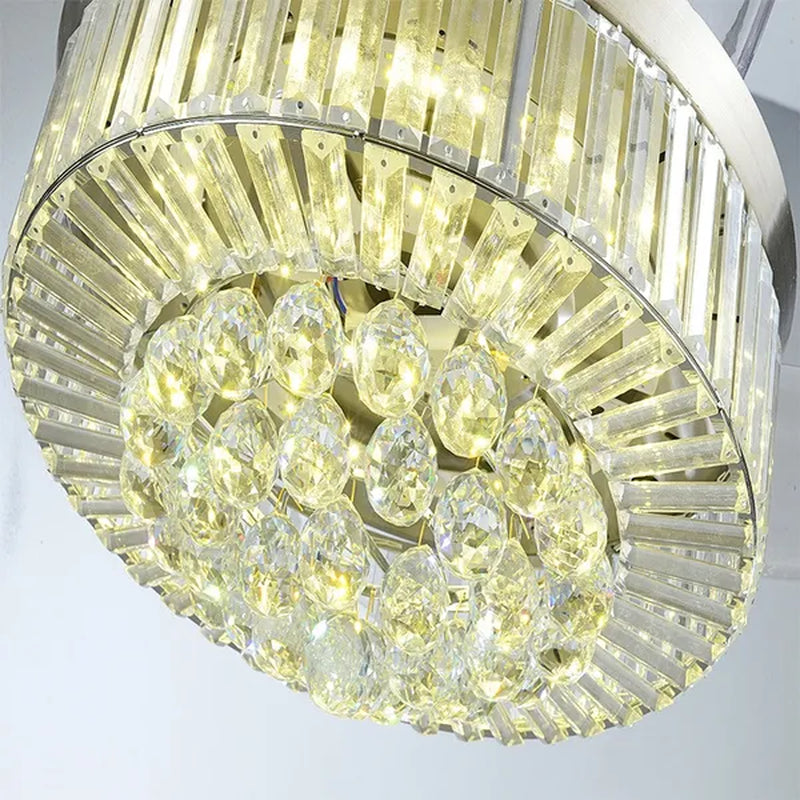 42 Inches Ceiling Fan Light Remote Control LED Pendant Light Crystal Dimmable Metal Luxury Invisible Ceiling Chandelier Lighting