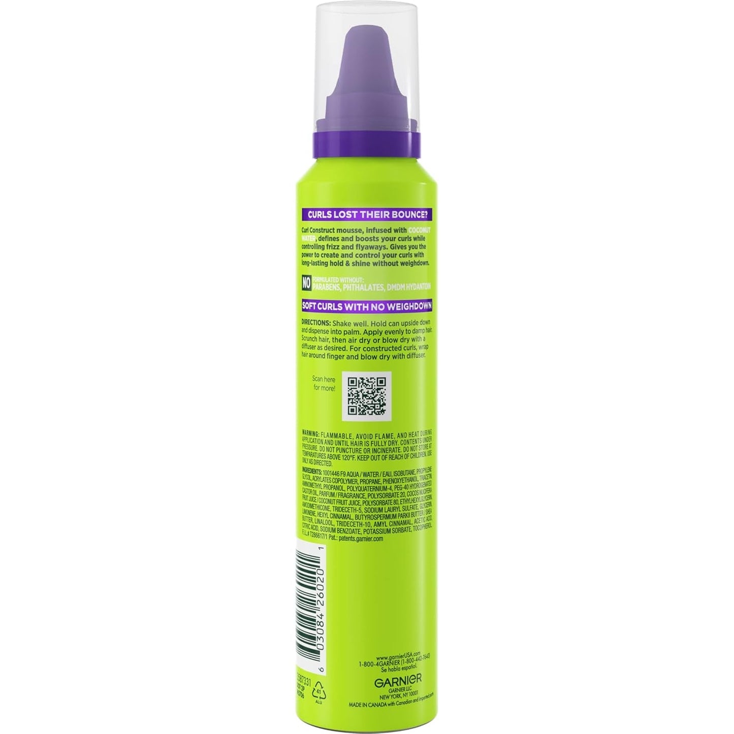 Fructis Style Curl Construct Creation Mousse, 6.8 Oz, 1 Count (Packaging May Vary)