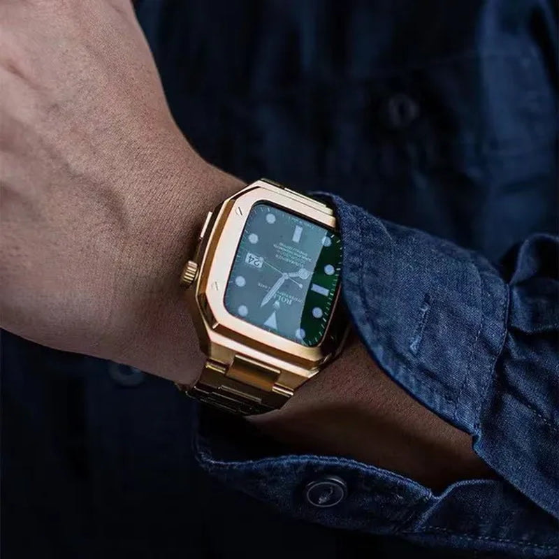Metal Case for Apple Watch Steel Protective Case Shell Cover Strap with Band Bracelet For Apple Watch Series 9 8 7 6 SE 5 For Iwatch Series 9 8 7 6 44mm 45mm