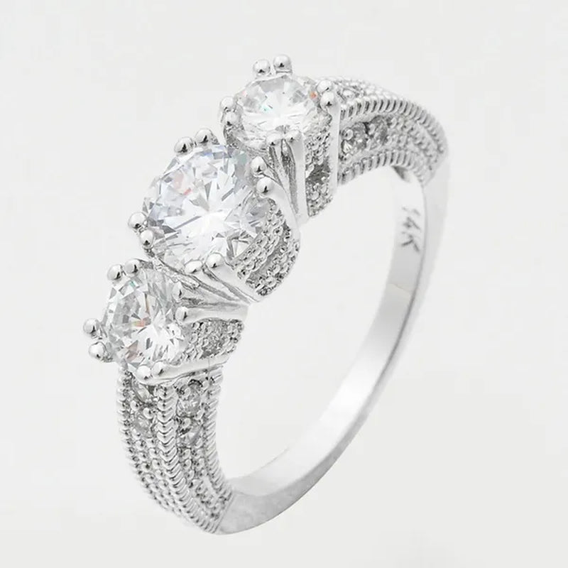 Natural 2.66Ct White Diamond 14K White Gold Ring Size6-10