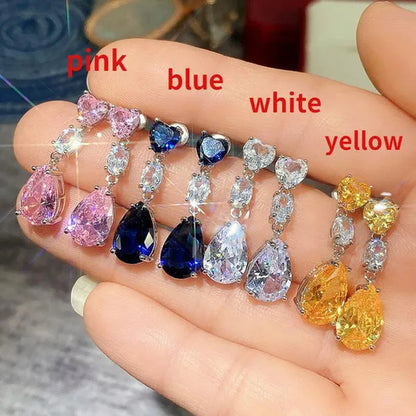 Exquisite Fashion Teardrop Cut Citrine Dangle Gemstone Earrings for Bridal Wedding Party Women Jewelry Gift