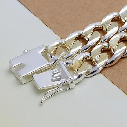 925 Silver Gold Two-color Personality Men's 10M Side Chain Bracelet Jewelry Gift