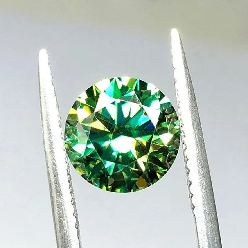 6.5Mm 8Mm 9Mm 10Mm Cheapest Green Color with Yellow Light round Brilliant Cut Moissanites Loose Stone