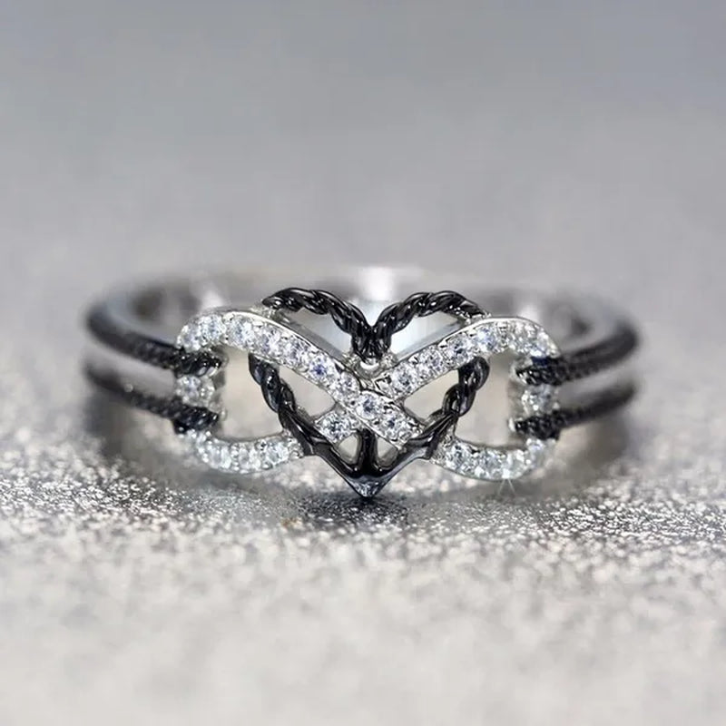 Exquisite 925 Sterling Silver Rings Infinite Love Motif Two-tone Anchor Heart Promise Anniversary Engagement Wedding Jewelry Ring Gift For Women Size 6 - 10