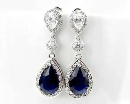3psc exquisite 925 Sterling Silver Diamond Pendant diamond necklace romantic Engagement Wedding Bridal Set Earrings