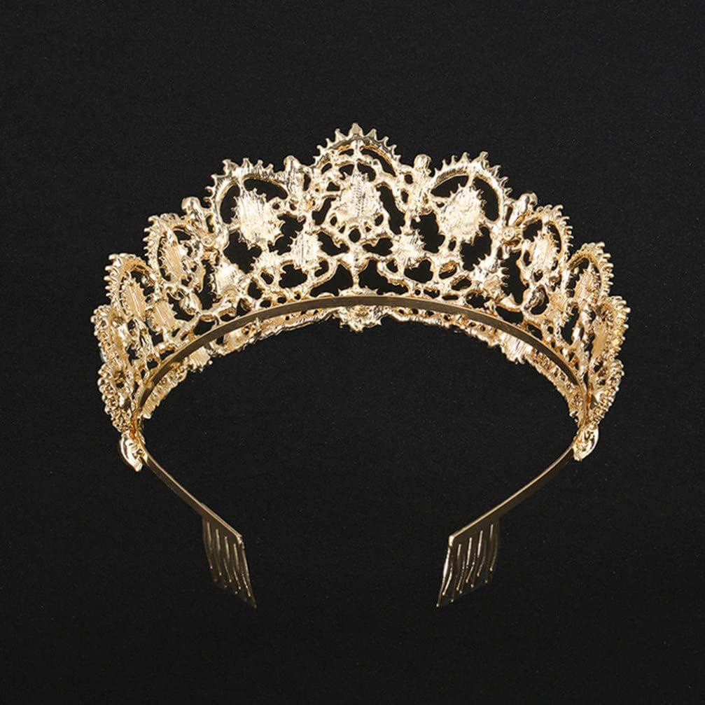 Wedding Tiaras and Earrings Set, Tiara and Necklace Set, Wedding Bridal Flower Jewelry Set Baroque Tiara Crystal Crown with Comb Retro Rhinestone Necklace Earrings Bridesmaids Queen Costume for Prom Party