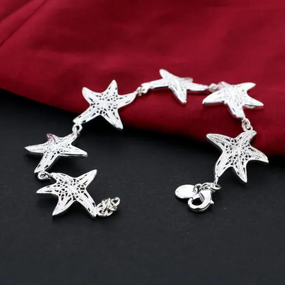 925 Sterling Silver Starfish Charm Bracelet Women Silver Jewelry Accessories