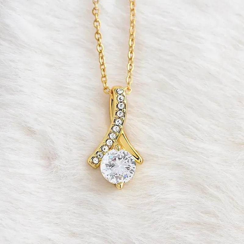 Amazing Gift for My Wife From Husband S925 Sterling Silver Cubic Zironia Alluring Beauty Pendant Necklace with Message Card