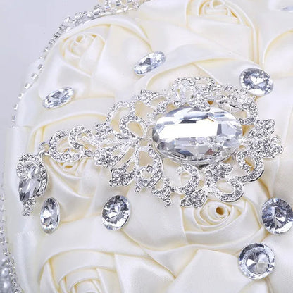 21CM Beautiful Rhinestone Tassel Wedding Bouquet Diamond Brooch Bouquet Satin Rose Bridal Holding Flower DIY Wedding Supplies