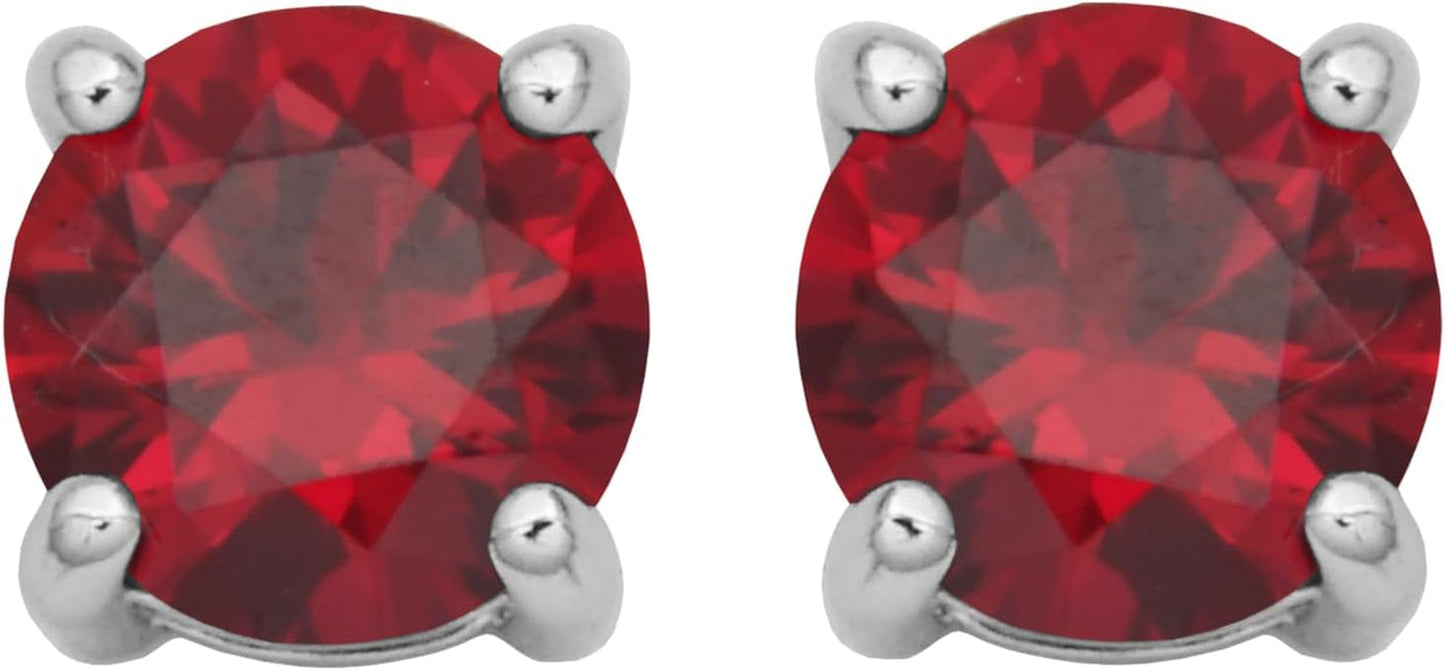 Sterling Silver round Birthstone Stud Earrings (Previously Amazon Collection)