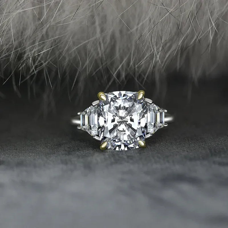 Radiant Cut Classic Sapphire Diamond White Ring Engagement Ring