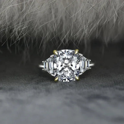 Radiant Cut Classic Sapphire Diamond White Ring Engagement Ring