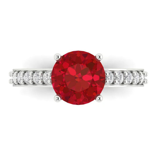 2.18Ct round Cut Simulated Tourmaline 14K White Gold Anniversary Engagement Ring Size 3.75