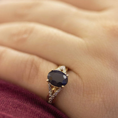 Sapphire and Diamond Ring in 14K Yellow Gold