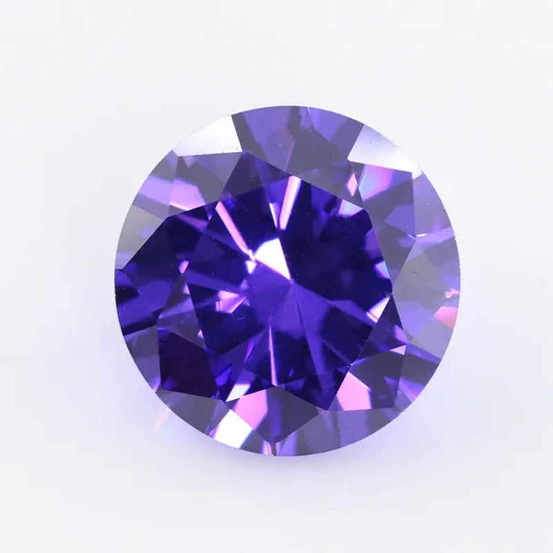 Violet-Blue Cubic Zirconia round Shape Brilliant Cut Loose CZ Stone Synthetic Gems for Jewelry