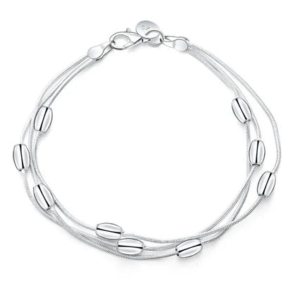 HOT! Fashion Exquisite 925 Sterling Silver Beads Chain Beautiful Bracelets for Women Fashion Wedding Cute Charm Bracelets Jewelry