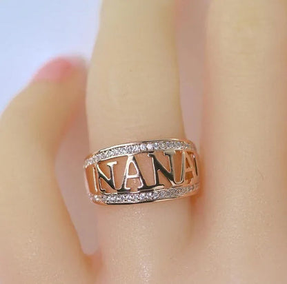 Gift Delicate Nana Ring Brass Cubic Zirconia Diamond Jewelry Grandmother Christmas Gift Birthday Gift
