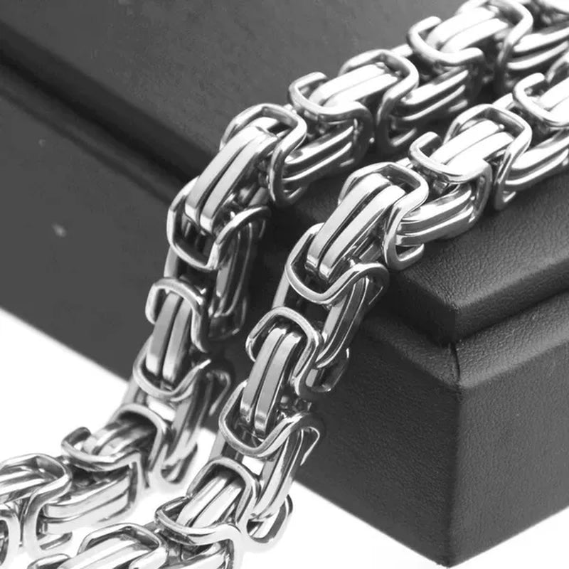 7-40" 12/15Mm Mens Womens Silver/Gold Stainless Steel Necklaces Byzantine Chain Curb Cuban Bracelet Necklace