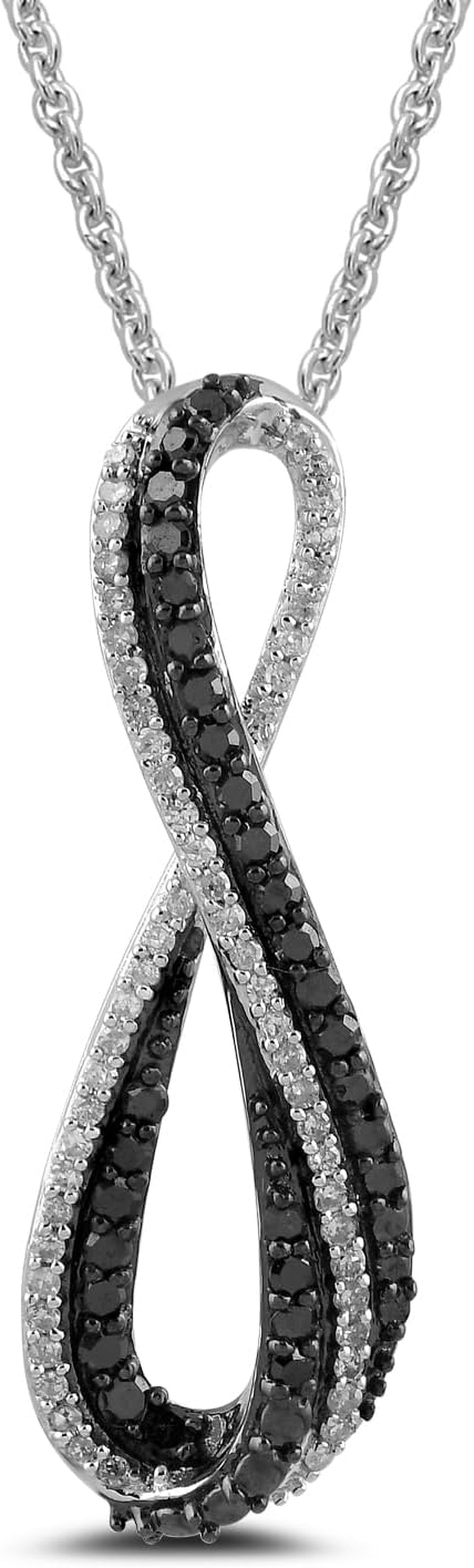Sterling Silver Black and White Diamond Infinity Pendant Necklace (1/3 Cttw), 18" (Previously Amazon Collection)