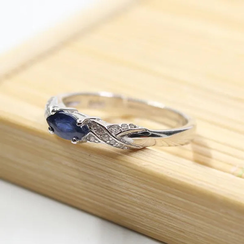 Hotsale Natural Sapphire Ring 3*6Mm Natural Sapphire Gemstone Silver Ring Solid 925 Silver Sapphire Ring from Chinese Sapphire Mine