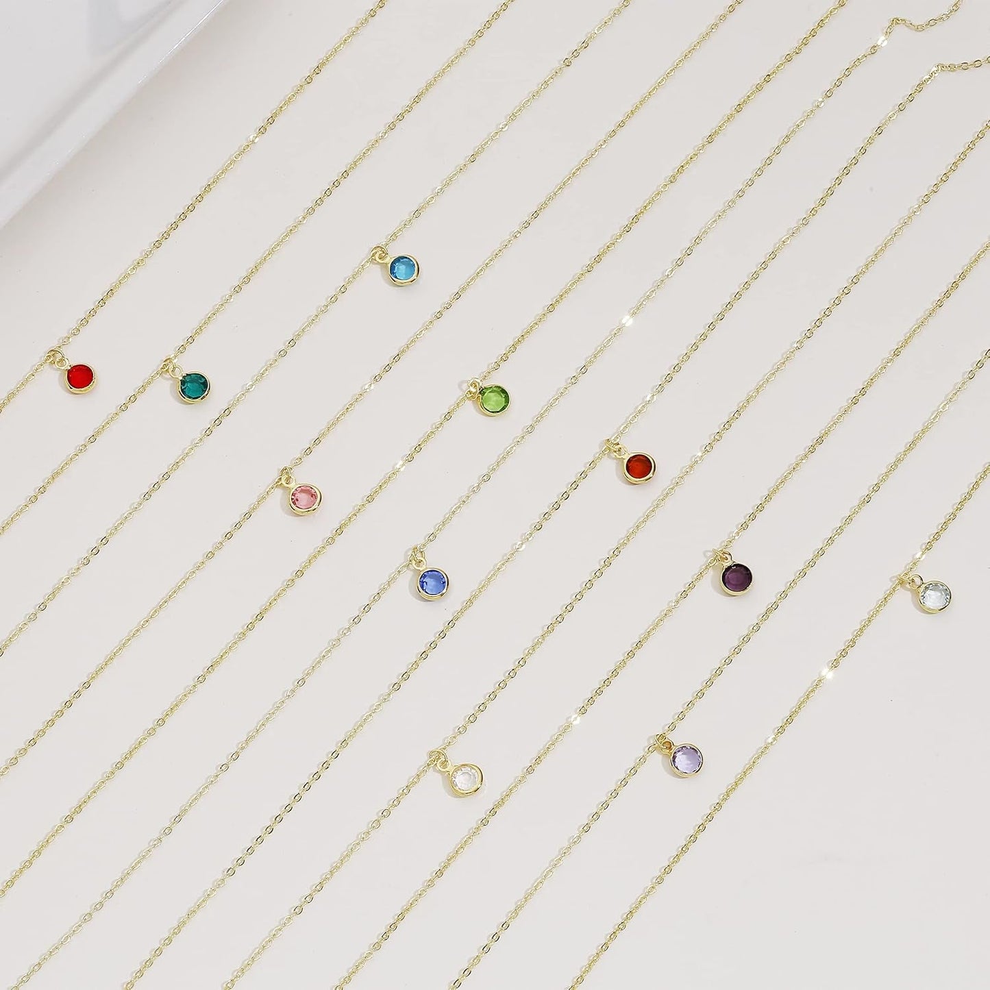 18K Gold Plated Dainty Birthstone Pendant Necklace Personalized Minimalist Simulated Diamond Cubic Zirconia Birthstone Charm Everyday Necklaces Simple Birthday Gift Daily Jewelry for Women