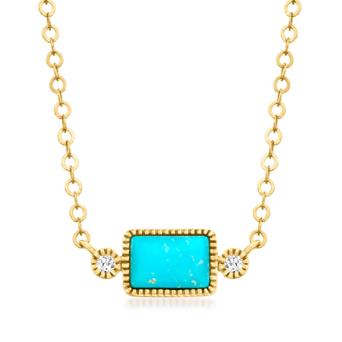 RS Pure by  Turquoise Necklace with Diamond Accents in 14Kt Yellow Gold