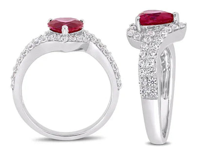 2.49 Carat (Ctw) Lab-Created Ruby and White Sapphire Ring in Sterling Silver