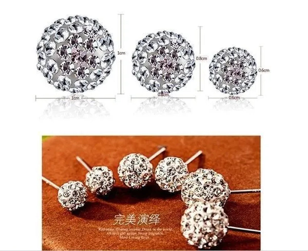 925 Sterling Silver Earrings Super Flash Diamond Earrings Full Diamond Earrings Shambala Ball Pendientes