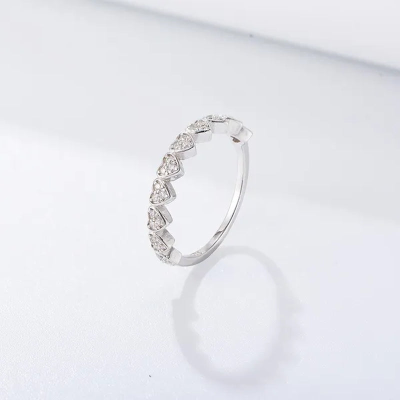 100% S925 Sterling Silver Luxury Heart Shape Zircon Micro Pave Love Ring Women's Statement Oath Finger Rings Exquisite Fine Jewelry Engagement Wedding Rings