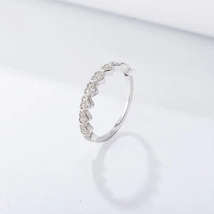 100% S925 Sterling Silver Luxury Heart Shape Zircon Micro Pave Love Ring Women's Statement Oath Finger Rings Exquisite Fine Jewelry Engagement Wedding Rings