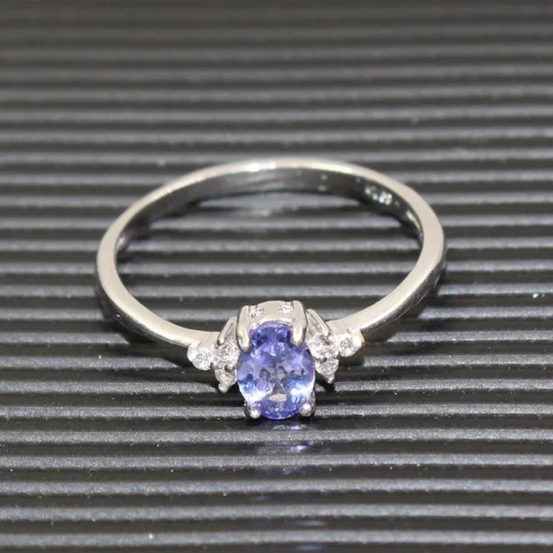 Fashion Silver Gemstone Wedding Ring 4 Mm * 6 Mm Flawless Natural Tanzanite Silver Ring Solid 925 Silver Tanzanite Ring Romantic Gift for Woman