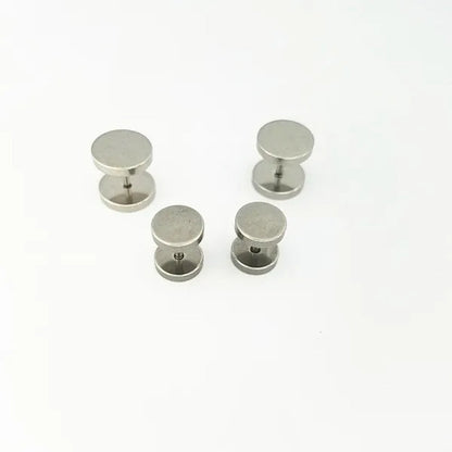 Punk Style Medical Titanium Black Silver round Barbell Stud Earrings Women Men'S Gothic Jewelry Rock Piercing Earring 1 Pair
