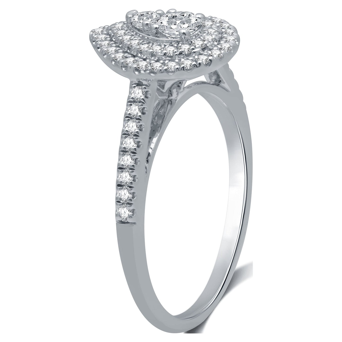 1/2 CTTW Diamond Women'S Pear Halo Engagement Ring 10K White Gold