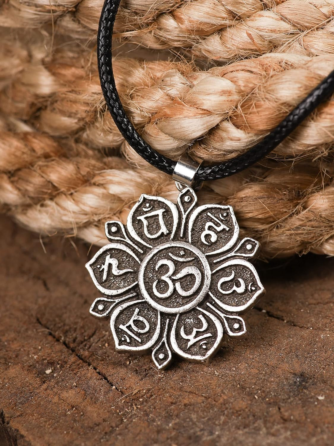 Buddhist Necklace, Dharma Wheel of Life Lotus Flower Yoga Pendant, Jewelry Gift for Men and Women