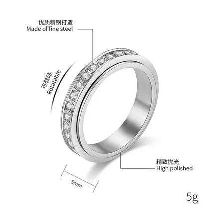 4Mm Wide Titanium Steel Exquisitely Inlaid Single Drainage Diamond for Men and Women Luxury Fashion Exquisitely Stackable Ring Engagement and Wedding Ring